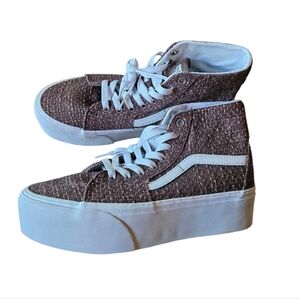 Vans Sk8 Hi Tapered Stackform Tweed Taupe Platform Sneakers NEW